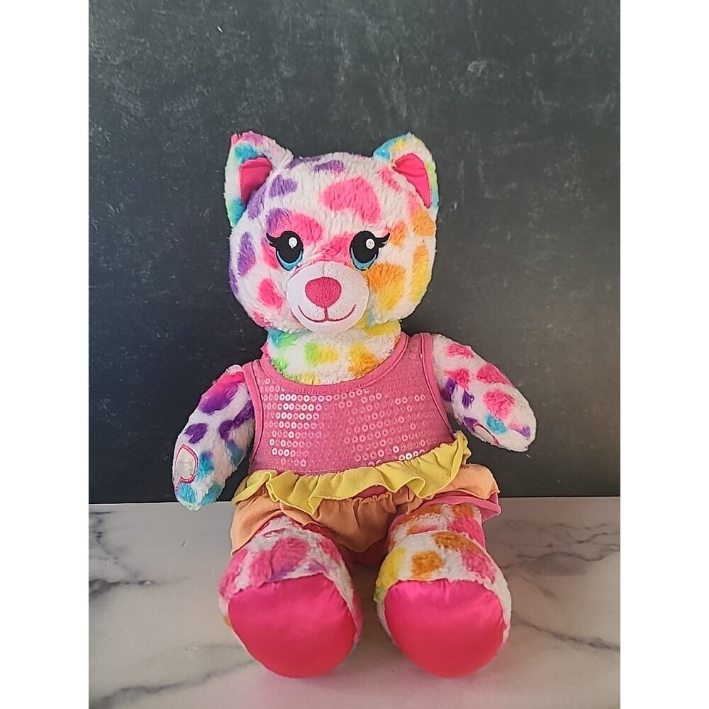 Build A Bear Rainbow Cat Stuffed Plush USED READ DESCRIPTION